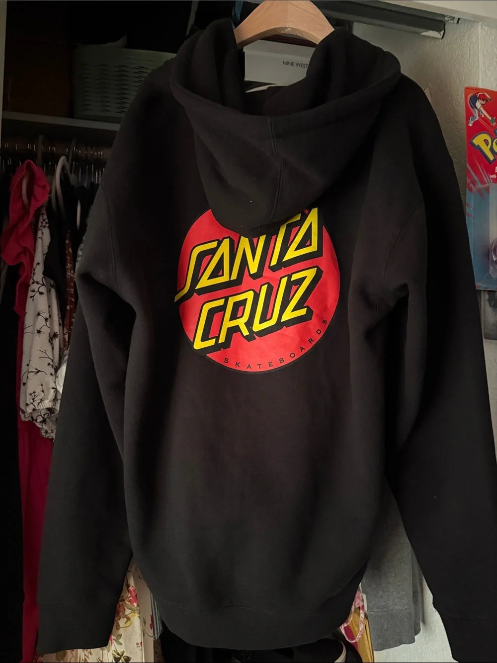 Santa Cruz Skateboards Black Kids Zip Hoodie with Red/Yellow Logo